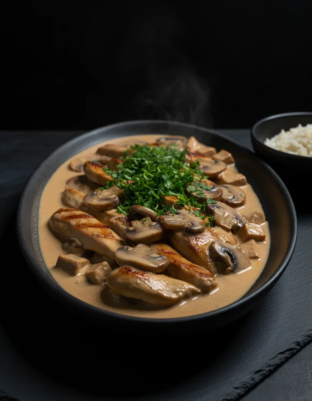 دجاج مع صلصة الفطر الكريمية